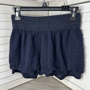 Cute Old Navy Women's Crochet Lace over Bike Shorts Elastic Waist Navy Blue Sz M